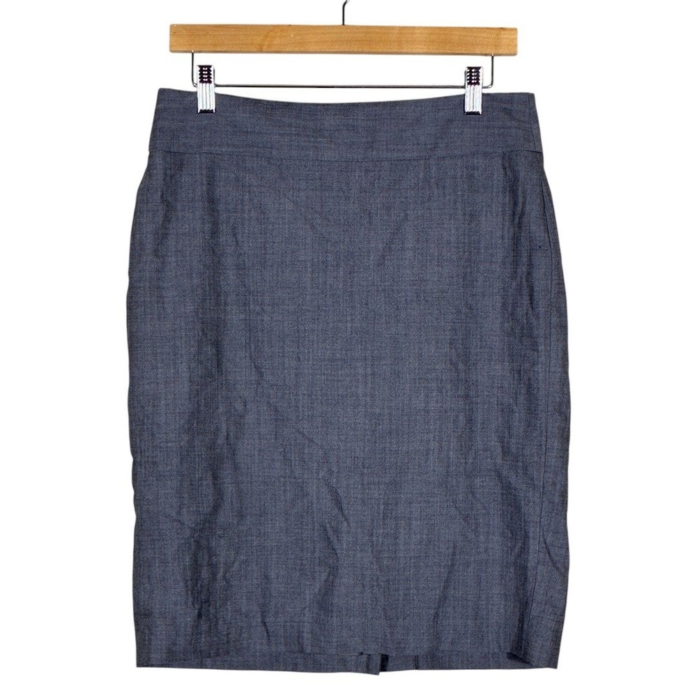 Banana Republic Pencil Skirt Wool Blend Solid Grey Career Office Wear Size 8
